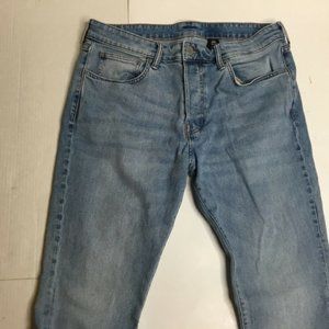 & Denim Mens Blue Cotton Skinny Coupe Moulante